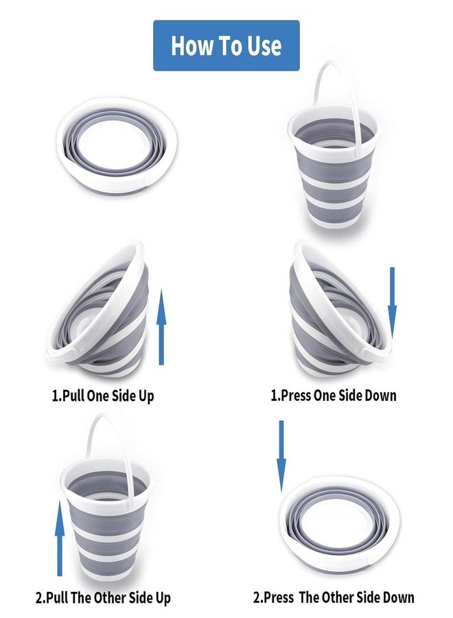 Estervig دلو مسح قابل للطي سعة 5 لترات من إسترفيج، مزود بمقبض، دلو ماء قابل للطي للاستخدام في الهواء الطلق، والتخييم، وغسيل السيارات، وأنشطة الحدائق الموفرة للمساحة، ودلو تنظيف منزلي. - Image 3